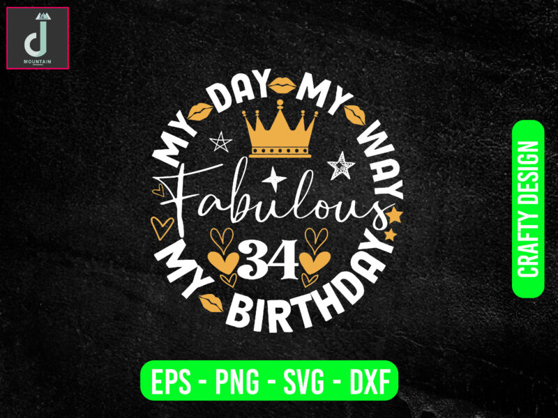 My day my way my birthday fabulous svg design, birthday queen with crown svg, birthday queen svg,dxf,png,eps