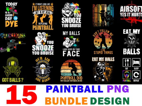 15 paintball shirt designs bundle for commercial use, paintball t-shirt, paintball png file, paintball digital file, paintball gift, paintball download, paintball design