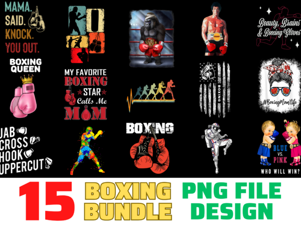 15 boxing shirt designs bundle for commercial use, boxing t-shirt, boxing png file, boxing digital file, boxing gift, boxing download, boxing design