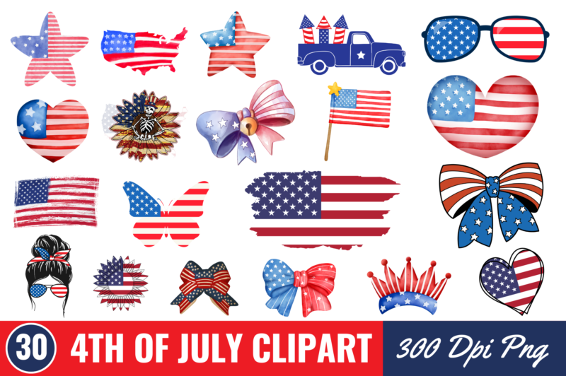4th of july Clipart Sublimation Bundle - Buy t-shirt designs