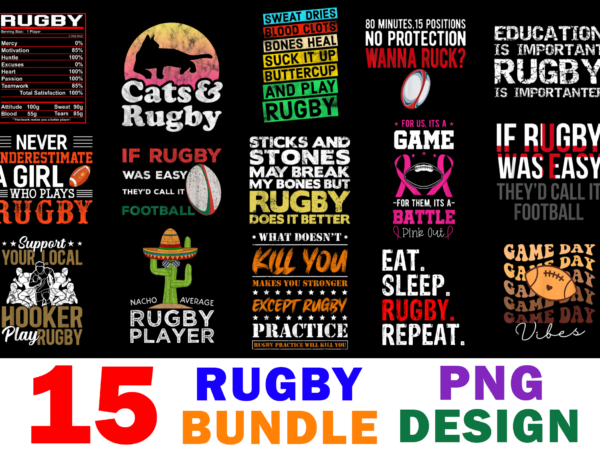 15 rugby shirt designs bundle for commercial use, rugby t-shirt, rugby png file, rugby digital file, rugby gift, rugby download, rugby design