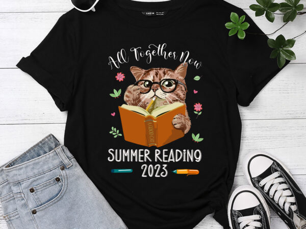 All together now summer reading 2023 book kids cat reading book pc t shirt vector