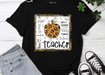 Back To School Teacher Life Apple Leopard Teacher Women Gift PC 1 t shirt template