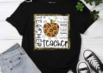 Back To School Teacher Life Apple Leopard Teacher Women Gift PC t shirt template