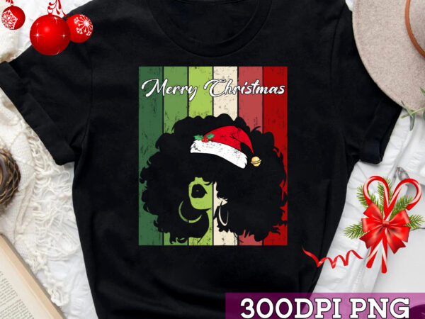 Black african girl american melanin christmas santa hat xmas nc t shirt template