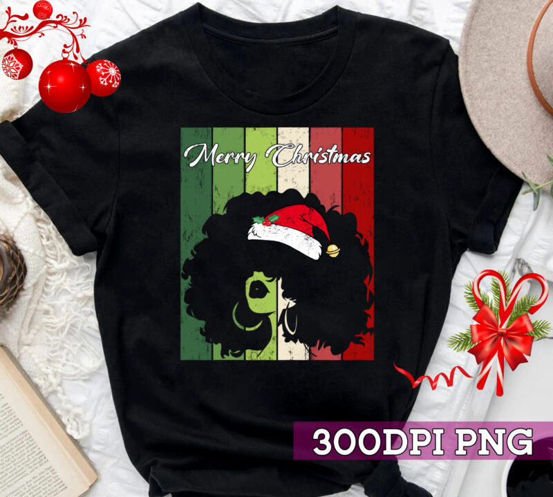 Black African Girl American Melanin Christmas Santa Hat Xmas NC