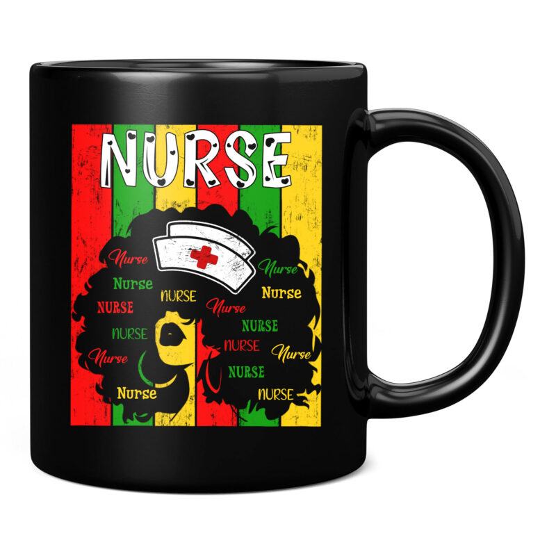 Black Woman Nurse Afro Retro Juneteenth Black History Month T-Shirt PC