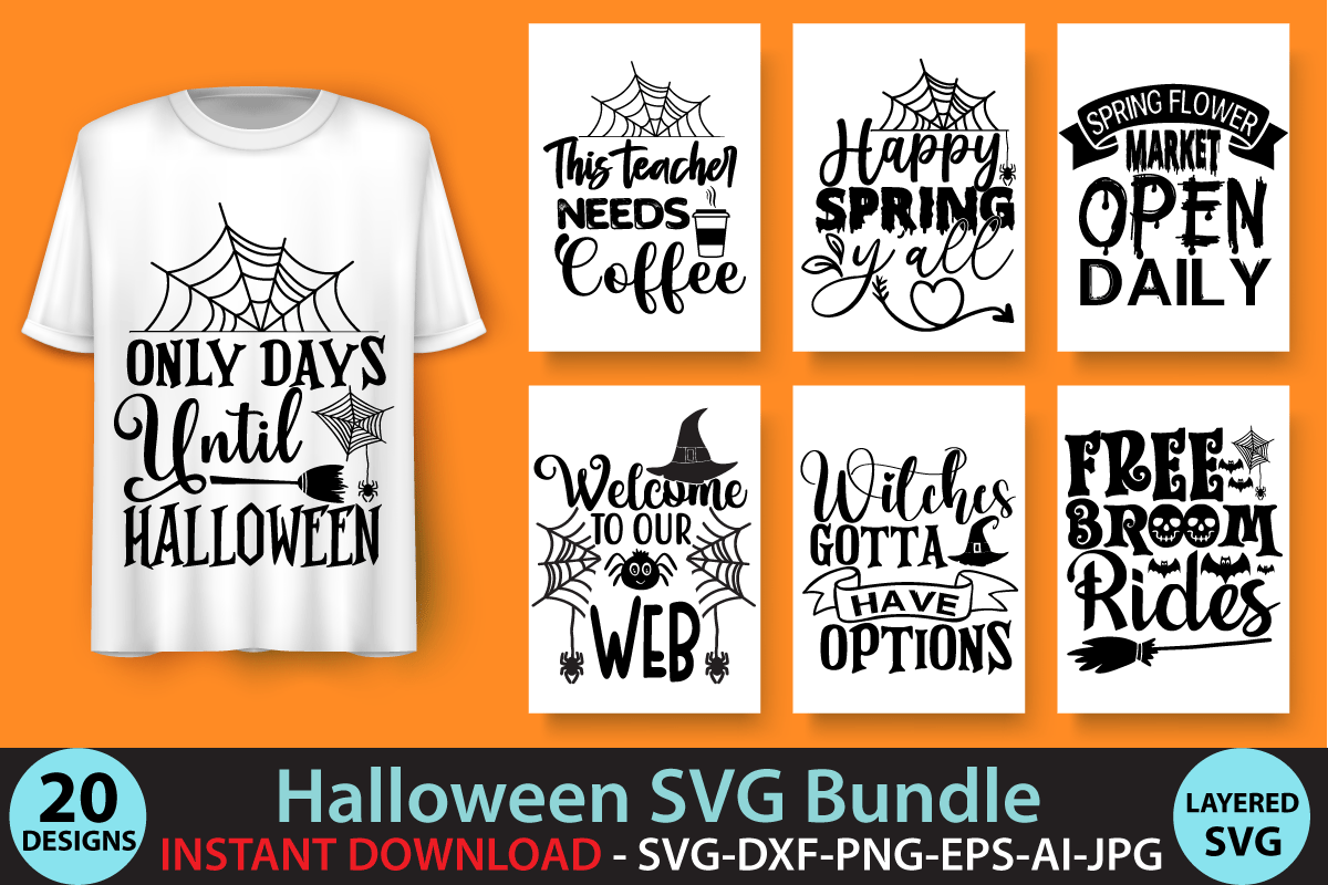 Halloween T-Shirt Design Bundle, Halloween SVG bundle By Rana Creative