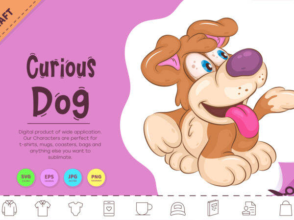 Cartoon curious dog. clipart. t shirt vector file