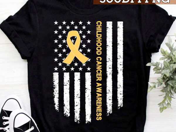 Childhood cancer awareness png file for shirt, in september we wear gold, american flag design, gold ribbon png, instant download hc