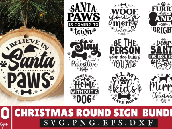 Christmas dog round sign svg bundle t shirt vector file