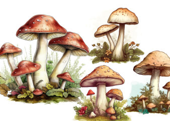 Cottagecore Retro Mushroom Clipart