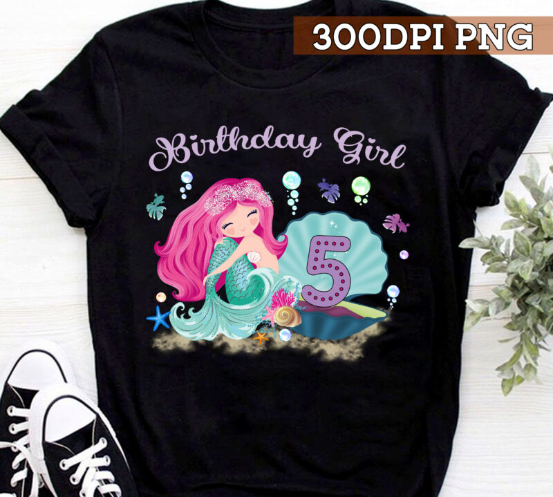 Customized Mermaid Birthday Girl PNG File For Shirt, Birthday Girl Gift, Gift For Daughter, Kid Gift, Mermaid Birthday Party Theme Design HC