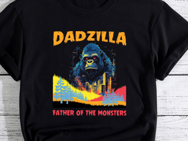 Dadzilla retro sunset gorilla father of the monsters poster 1 t shirt vector illustration