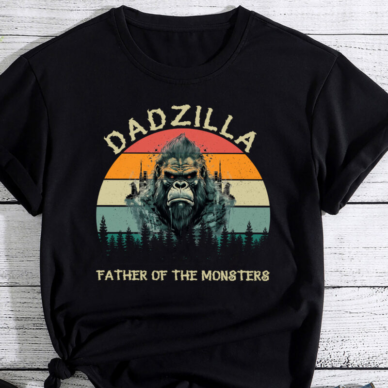 Dadzilla Retro Sunset Gorilla Father Of The Monsters Poster