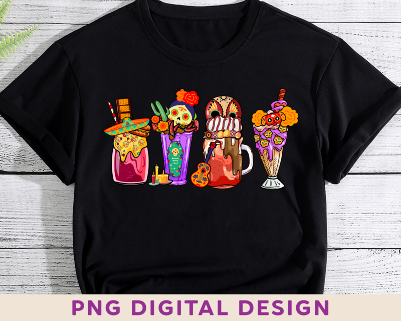 Dia de Muertos PNG File For Shirt, Day Of The Dead PNG, Sugar Skull Drinks, Coffee Lover Gift, Mexico Design, Instant Download HH