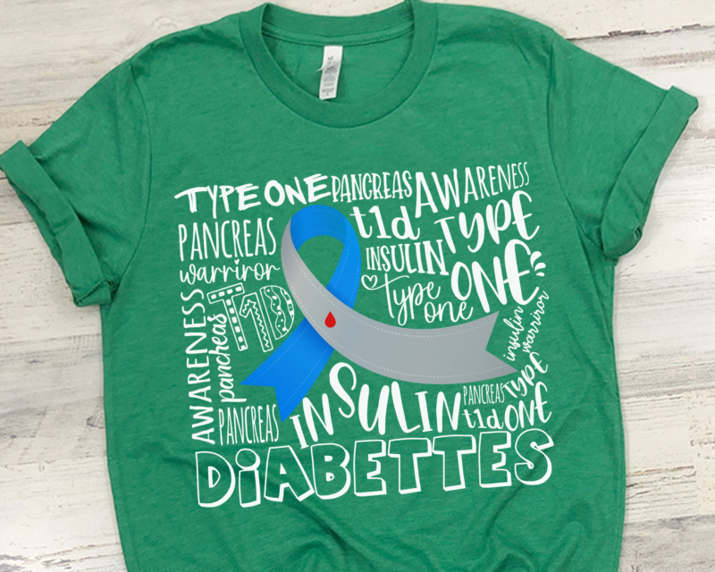 Diabettes Awareness PNG File, Type One Diabetes Design, T1d PNG, Grey Blue Ribbon Digital Download, Warrior Gift, Instant Download HH-1