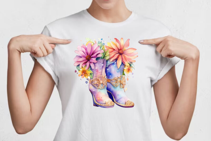 Fairy Shoes Flower Watercolor Clipart