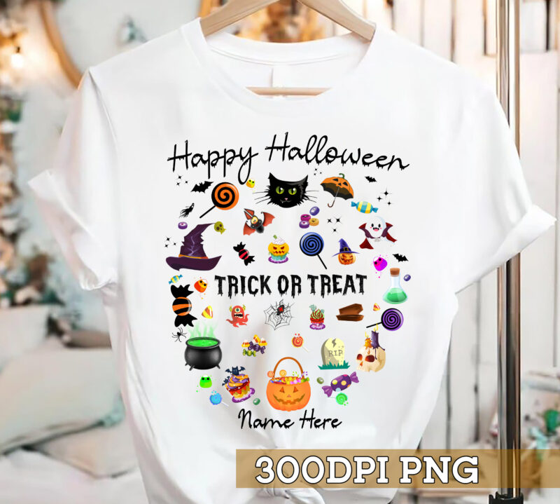 Halloween PNG Design, Trick Or Treat PNG File, Halloween Theme PNG Design, Personalized Name PNG File