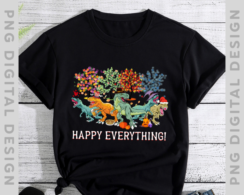 Happy Everything T-rex Holidays Christmas Xmas T-Shirt, T-rex Dinosaur Lover, Holiday Gift TH