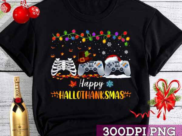 Happy hallothankmas video game halloween funny t-shirt, gamer halloween, video game lover tc