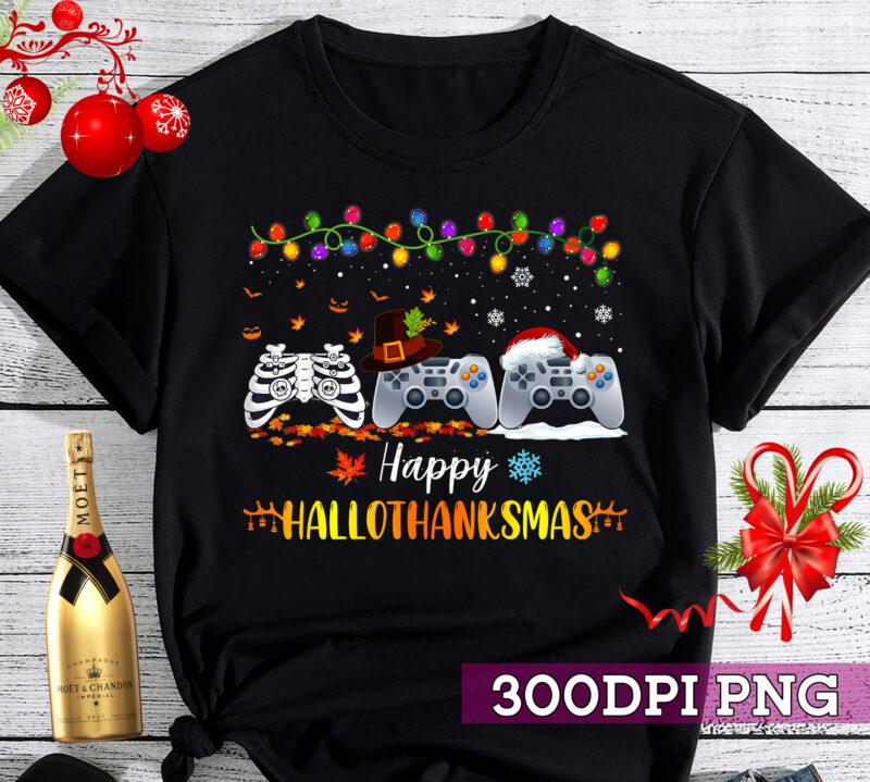 Happy Hallothankmas Video Game Halloween Funny T-Shirt, Gamer Halloween, Video Game Lover TC