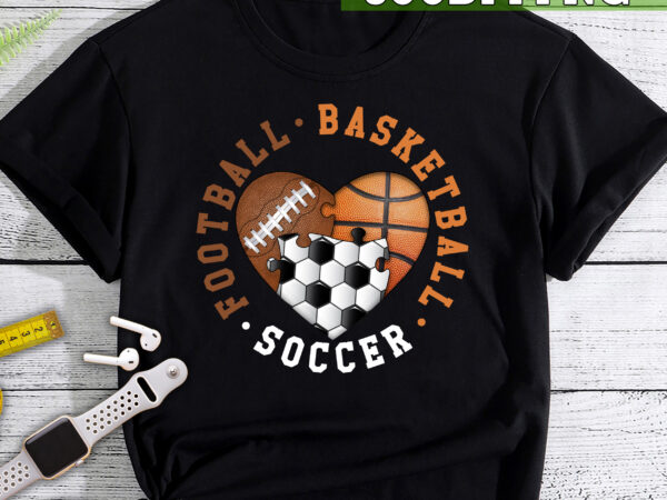 Interlocking heart football basketball soccer t-shirt, sport lover, basketball shirt, football shirt, soccer t-shirt tc