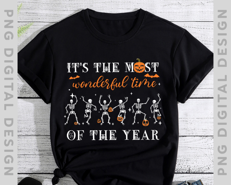 It_s the most wonderful time of the year, Retro Halloween Costume Dancing Skeleton Spooky Season T-Shirt TH