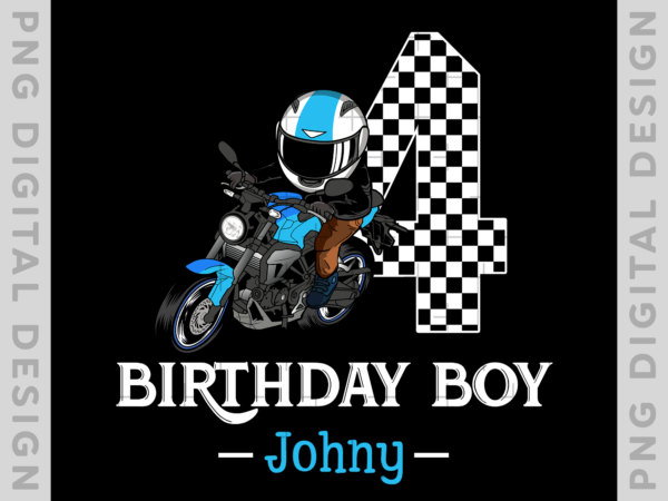 Kids 4 year old blue racing motorcycle birthday boys girls gift t-shirt, custom birthday, racing boy gift th