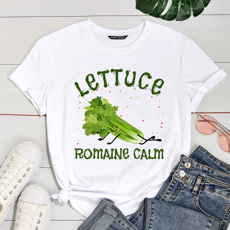 Lettuce Romaine Calm Mindfulness Vegan Yoga Lover Yogi Joke T-Shirt PC