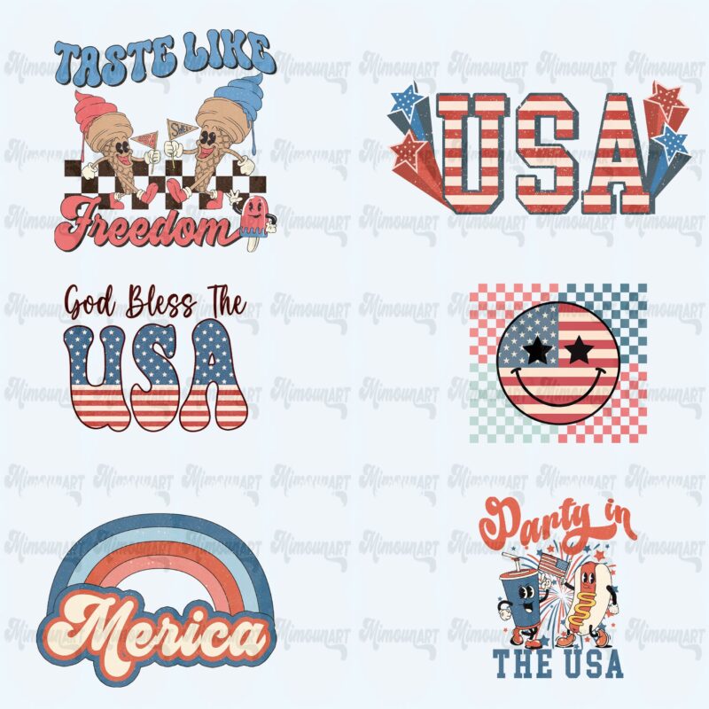 Retro 4th of july T-shirt desisgns Bundle