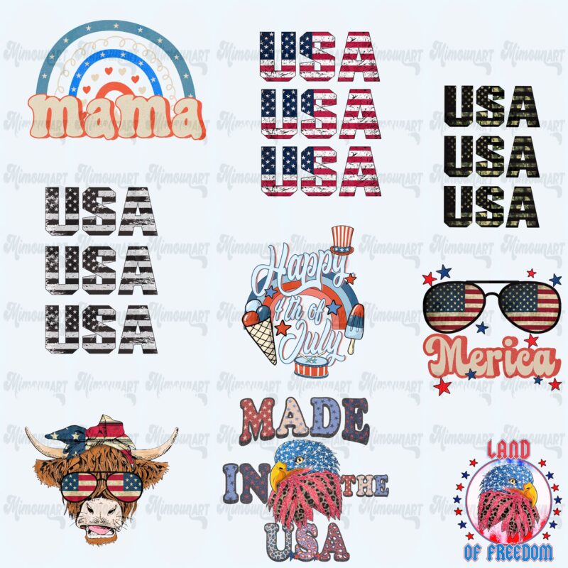 Retro 4th of july T-shirt desisgns Bundle