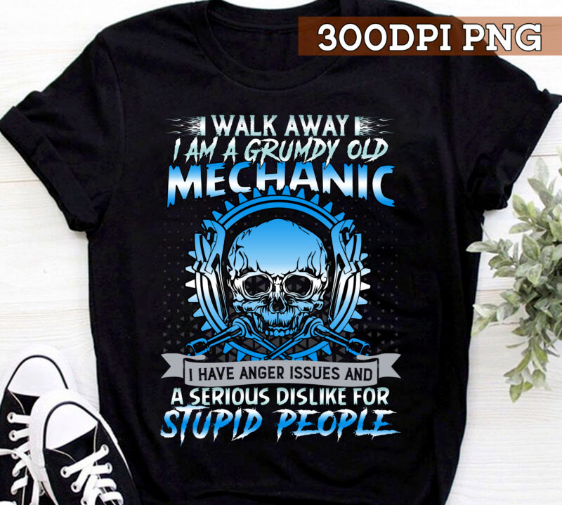 Mechanic PNG File For Shirt, I Am A Grumpy Old Mechanic Design, Skull Mechanic PNG, Gift For Dad, Gift For Him, Instant Download HC