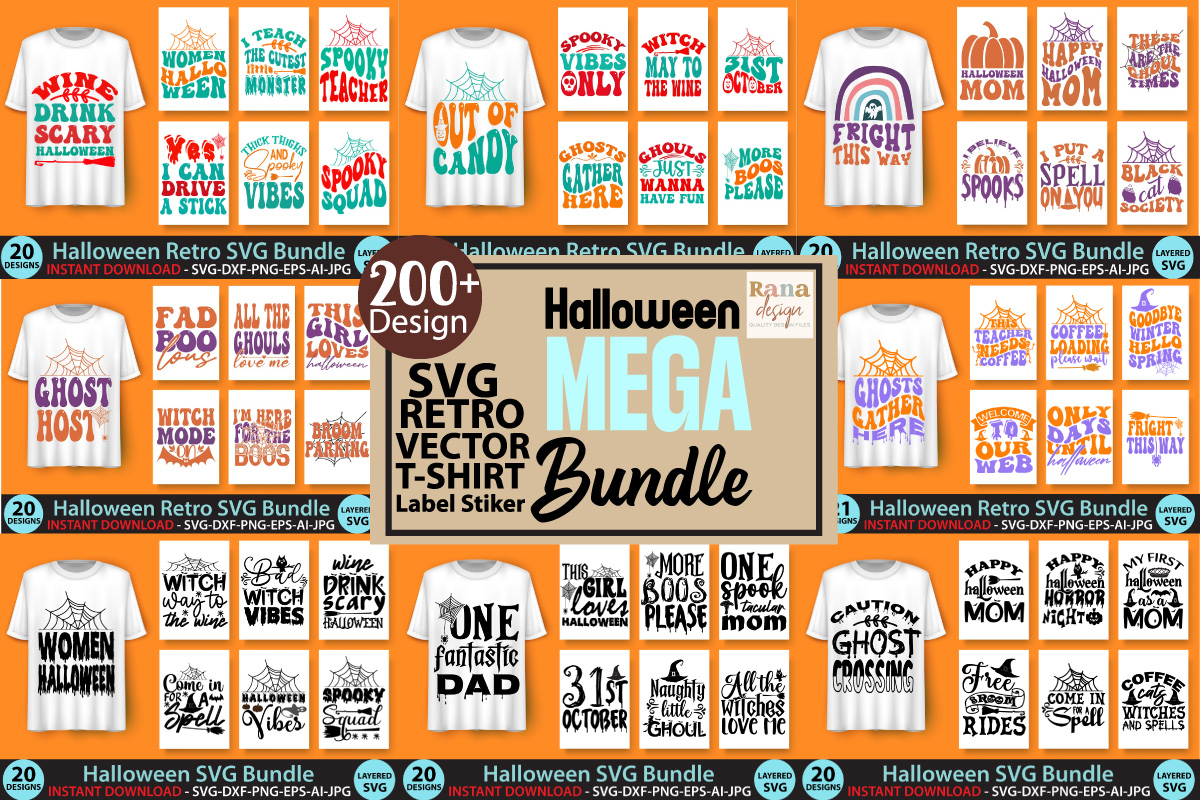 200+ Best Halloween Mega SVG Bundle - Buy t-shirt designs