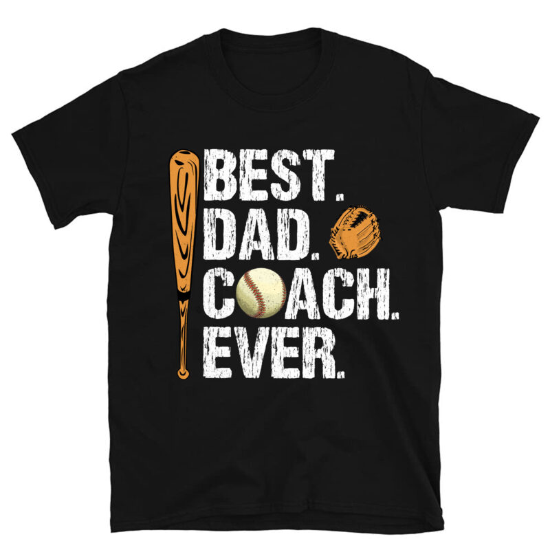 Mens Best Dad Coach Ever Baseball Patriotic For Father_s Day T-Shirt PC