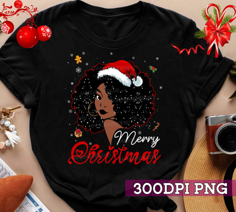 Merry Christmas Black Afro American Melanin Santa Hat Xmas NC