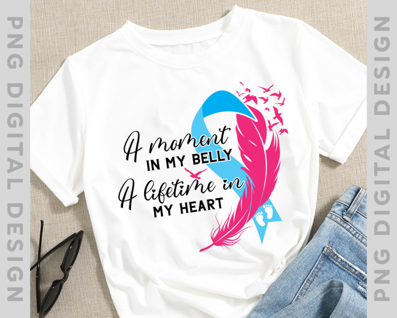 Miscarriage Awareness PNG File For Shirt, Pregnancy And Infant Loss Awareness, Pink And Blue Ribbon Design Instant Download HH