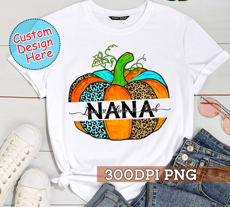 Nana Pumpkin PNG File, Personalized Grandkids PNG Sublimation, Fall Digital Download, Gift For Grandma From Grandkids HC