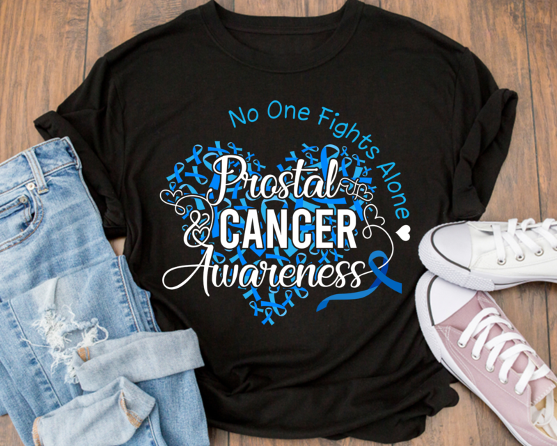 No One Fights Alone PNG Design, Prostate Cancer Awareness PNG File, Cancer Support PNG Design, Blue Ribbon CH