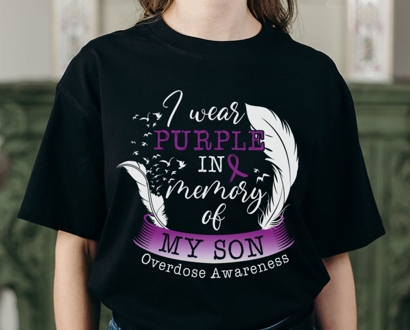 Overdose Awareness Day PNG File For Shirt, I Wear Purple For My Son, Memorial Gift, Purple Ribbon, Instant Download HH