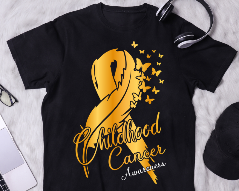 PNG File – Childhood Cancer Awareness Shirt Design, Gold Ribbon Shirt, Cancer Survivor Gift, Instant Download HH