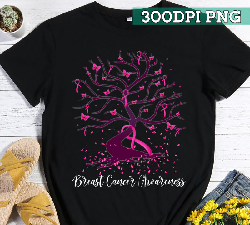 Pink Ribbon Tree Shirt, Cancer Tree Shirt, Breast Cancer Fighter Shirt, Breast Cancer Awareness Shirt, In October We Wear Pink Shirt PC