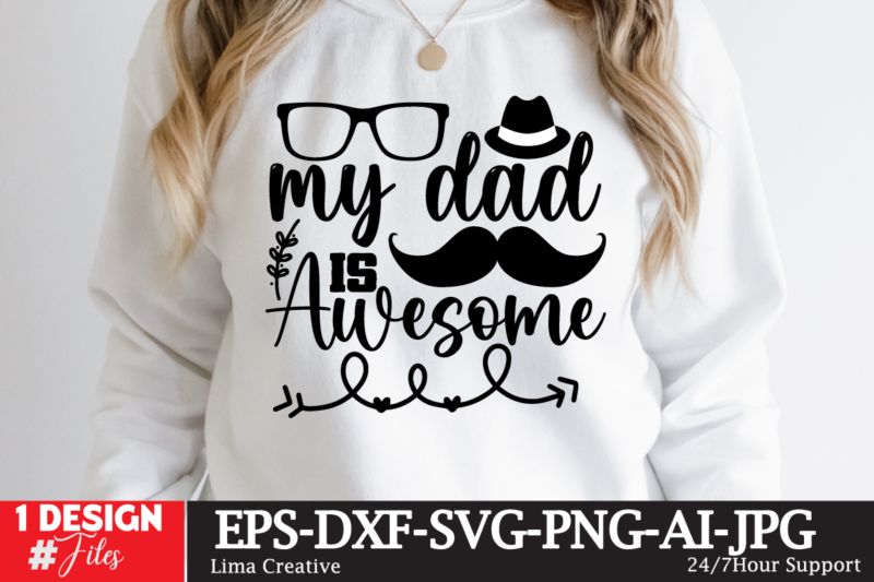 Father's Day T-shirt Design BUndle, SVG Cute File ,Father's Day SVG BUndle, Dad T-shirt DFEsign Bundle, DIGITAL DOWNLOAD ONLY. One. Zip with the 6 flowing files: = 1 SVG File