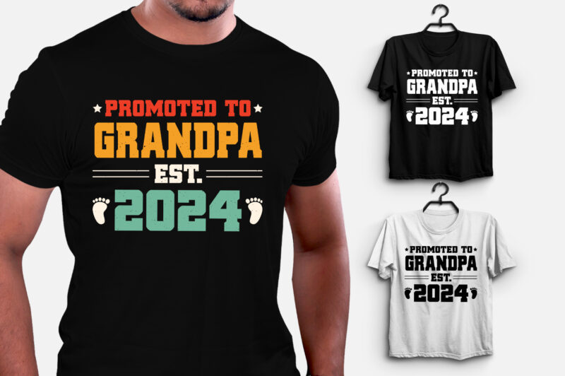 Promoted to Grandpa Est 2024 T-Shirt Design