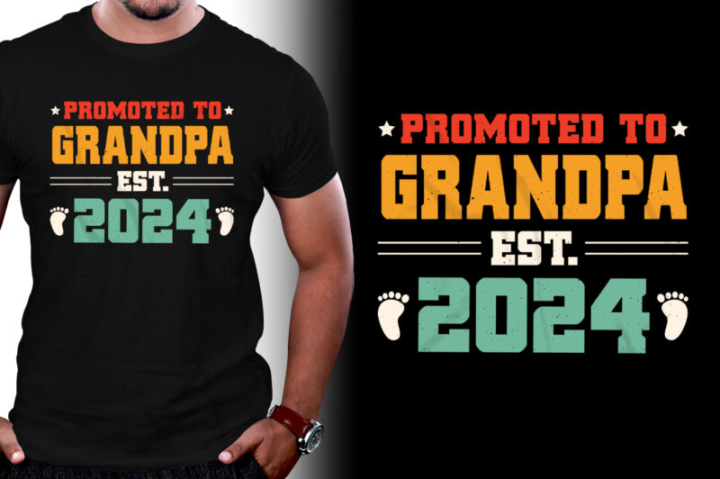 Promoted to Grandpa Est 2024 T-Shirt Design