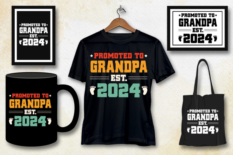 Promoted To Grandpa Est 2024 T Shirt Design Buy T Shirt Designs   Promoted To Grandpa Est 2024 T Shirt Design 8 800x532 