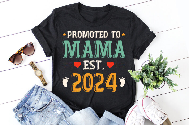 Promoted to Mama Est 2024 T-Shirt Design - Buy t-shirt designs