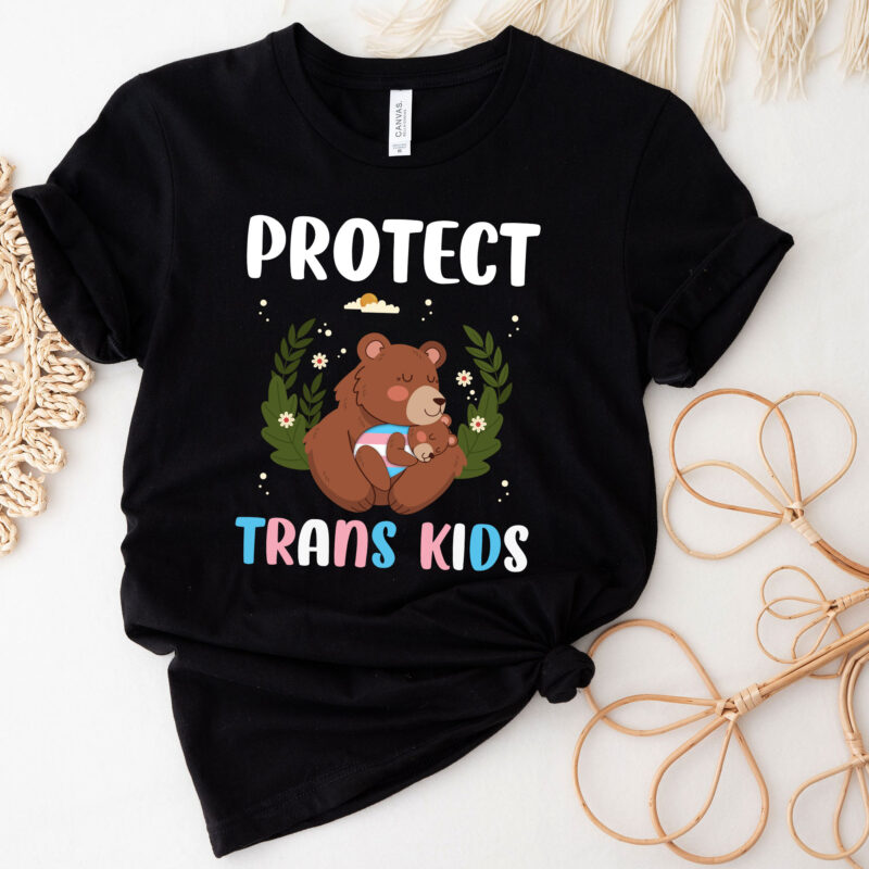 Protect Trans Kids Transgender Pride Flag Mama Bear T-Shirt PC