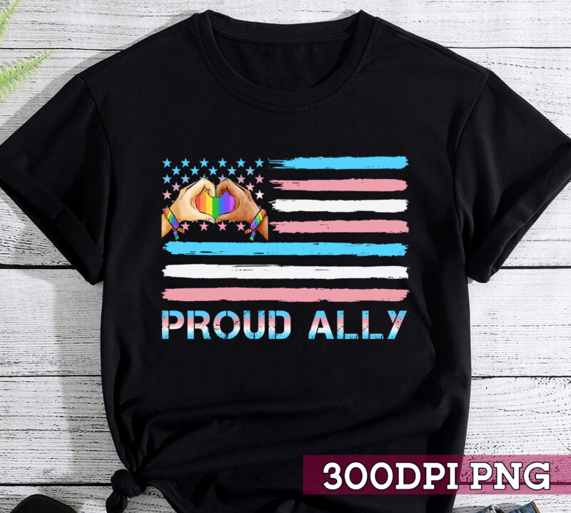 Proud Ally Pride LGBTQ Transgender Flag Heart USA Flag NC