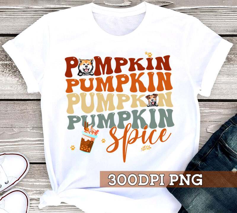 Pumpkin Spice PNG File, Dog Lover Gift, Dog Mom Gift, Fall PNG Design For Shirt, Fall PNG Digital Dowload hc